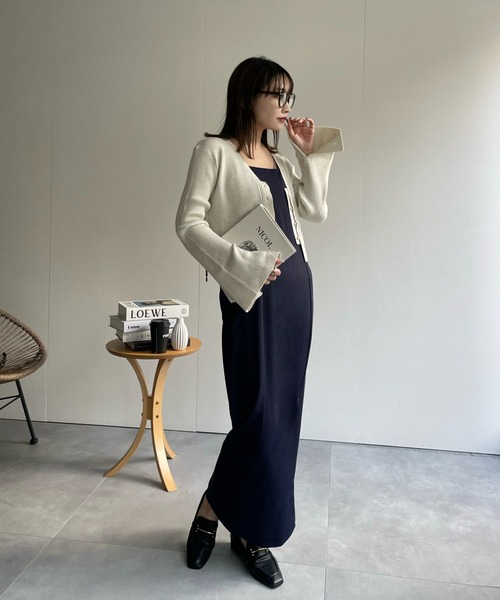 ap retro カーディガン ラメ混リブVネックニットカーディガン / ニット