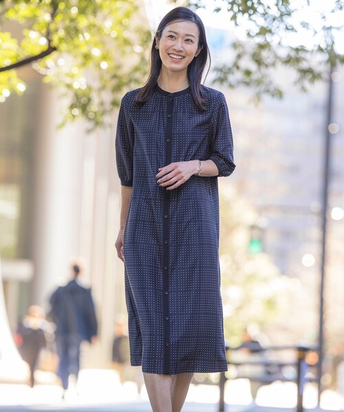 J.PRESS（J.プレス） ワンピース 「洗える」ブロックドットプリント