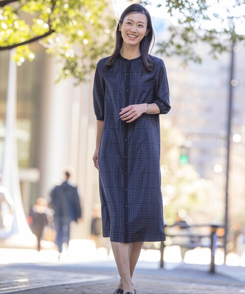 J.PRESS（J.プレス） ワンピース 「洗える」ブロックドットプリント