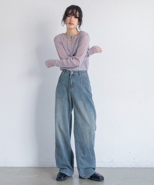 ジーンズ デニム デニムパンツ モノグラム織柄ストレートデニム