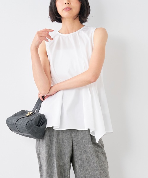 ブラウス シャツ アシンメトリータックノースリーブブラウス レディース MICA&DEAL ブラウス シャツ アシンメトリータックノースリーブ