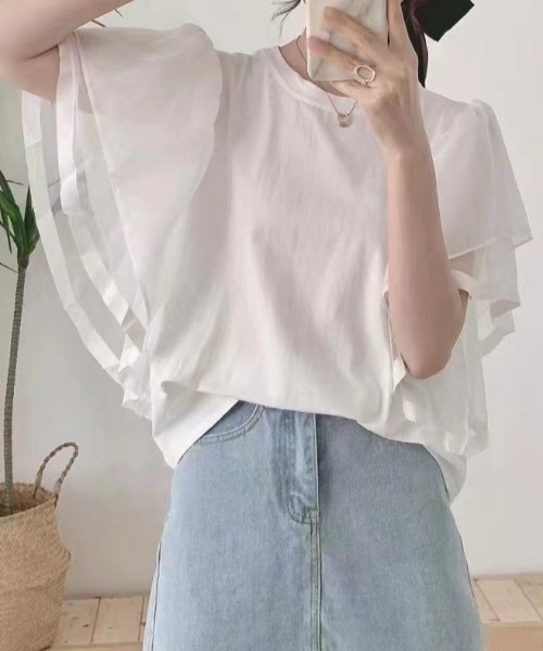tシャツ バタフライシアースリーブプルオーバー レディース deux amour tシャツ バタフライシアースリーブプルオーバー