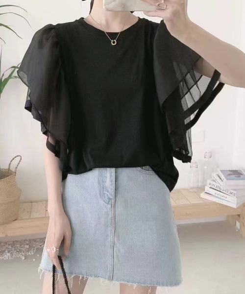 tシャツ バタフライシアースリーブプルオーバー レディース deux amour tシャツ バタフライシアースリーブプルオーバー