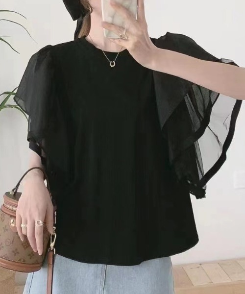 tシャツ バタフライシアースリーブプルオーバー レディース deux amour tシャツ バタフライシアースリーブプルオーバー