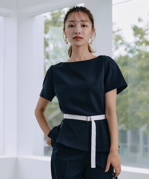 ブラウス シャツ 「M Maglie le cassetto×吉田理紗コラボ」凛と“サマみえ”ペプラムブラウス レディース