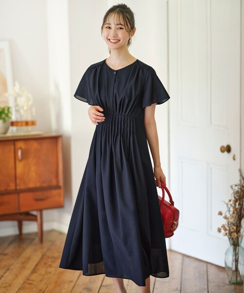 【新品 未使用】anySiS ピンタックハイウエスト ワンピース フレア M any SiS ワンピース 「洗える」ピンタックハイウエスト