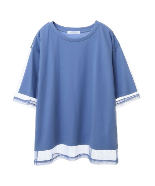 tシャツ チュールレイヤードジャージプルオーバー　Tシャツ・カットソー レディース セール】チュールレイヤードジャージプルオーバー Tシャツ