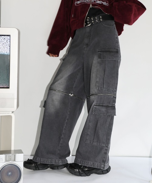 極上 バチ 2本 224g 東キ7-0724① ジーンズ 12oz オーバーサイズワイドバギーストレート 2way