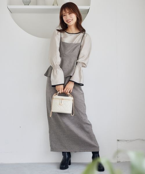 【新品タグ付き】mysty woman バイカラー2WAYブラウス　ブルーグレー mysty woman シャツ ブラウス バイカラー2WAYブラウス 150058