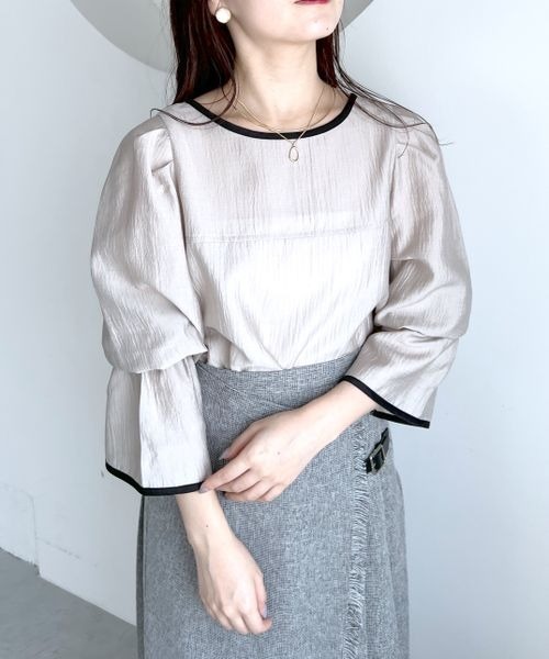 mysty woman シャツ ブラウス バイカラー2WAYブラウス 150058