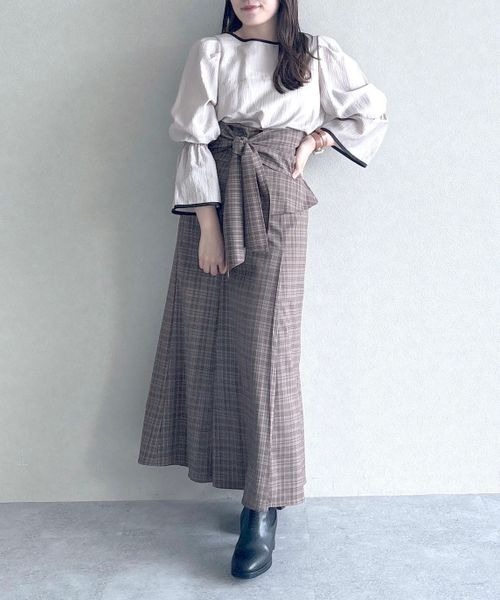 【新品タグ付き】mysty woman バイカラー2WAYブラウス　ブルーグレー mysty woman シャツ ブラウス バイカラー2WAYブラウス 150058