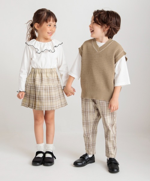 branshes（ブランシェス） スカート 「おそろい」チェックプリーツ