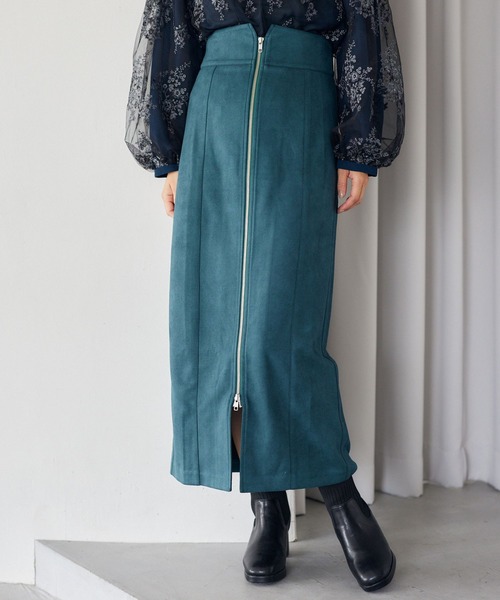 mysty woman（ミスティウーマン） スカート スエードライクzipナロー