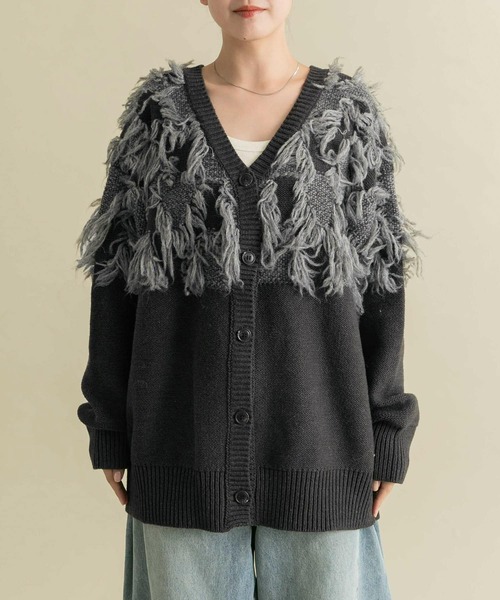 FLOVE - yuka FROVE ジャガードＢＩＧニットカーディガン 50%OFF! 透かし柄ニットカーディガン ELLIFE ONLINE SHOP