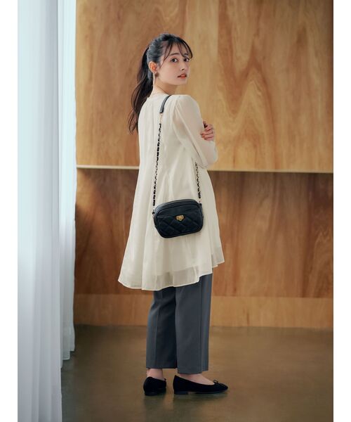 tシャツ シアーギャザーチュニック「低身長・小柄女性