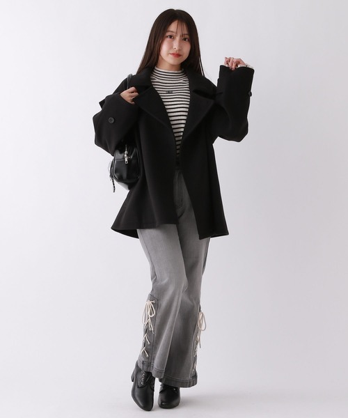 ヘザー　ウーリーテック/2WAYミドルケープコート　ポンチョ Heather（ヘザー）の「ウーリーテック/2WAYミドルケープコート