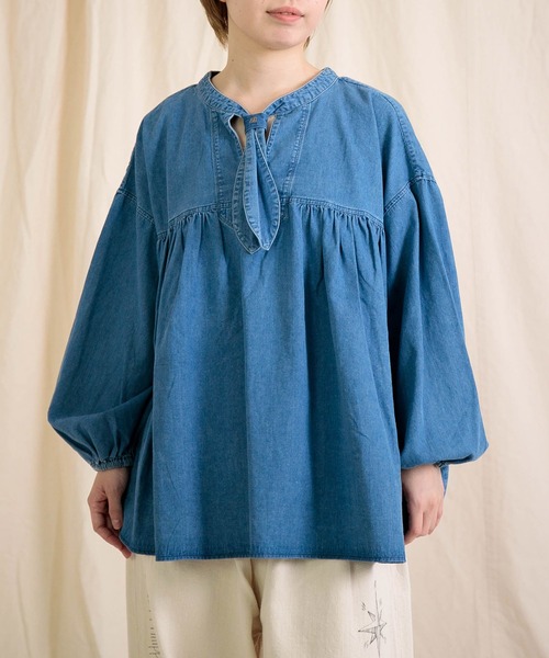 ブラウス シャツ 「Brocante / ブロカント」 5ozデニム フラールシャツ レディース Brocante ブラウス シャツ 「Brocante / ブロカント」 5ozデニム