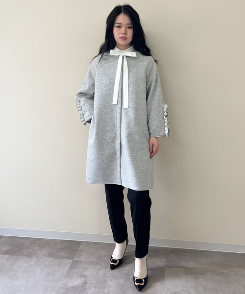 Virca ノーカラーコート コート フリルスリーブコート レディース