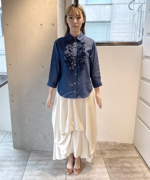 デニムパールボタンフリルシャツ レディース : ZOZOTOWN Yahoo!店