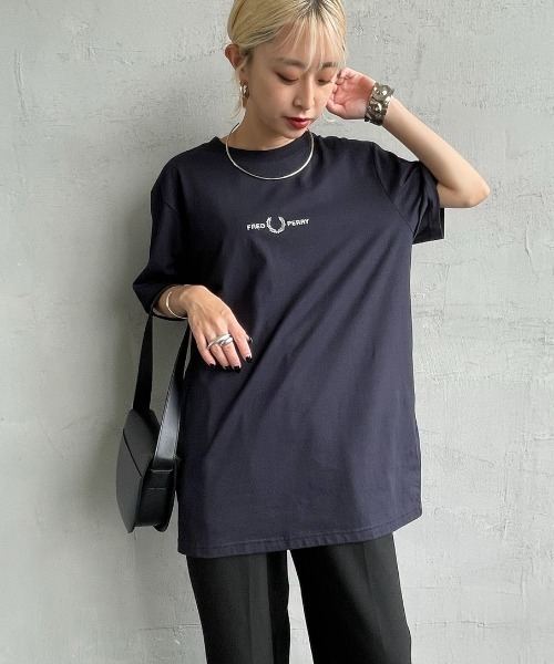 Tシャツ・カットソー FRED PERRY [Women's] Crew Neck T-shirt 5FT1990 Crew Neck T-Shirt - Snow White | Women's Shirts | Checked