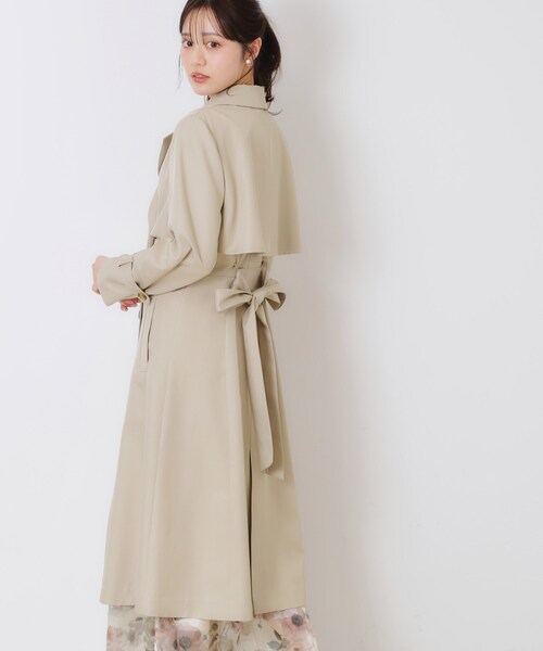新品未使用couture broochフロントリボンダウンコートベージュ38 M 新品未使用couture broochフロントリボンダウンコートベージュ38