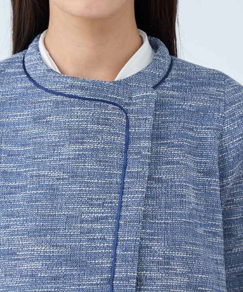 美品　トゥモローランドコレクション　ツイードジャケット　最終価格 □ミックスヤーンツイード ノーカラージャケット