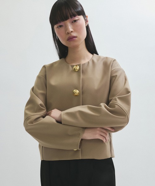 新品未使用 ADAM ET ROPÉ オリーブ ノーカラージャケット ADAM ET ROPE' ジャケット ノーカラージャケット 「WEB限定