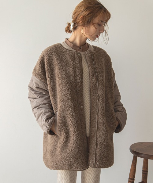 「rectangle」 ノーカラーコート FREE アイボリー レディース_画像3