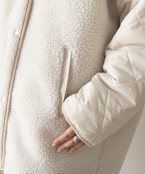 「rectangle」 ノーカラーコート FREE アイボリー レディース_画像5