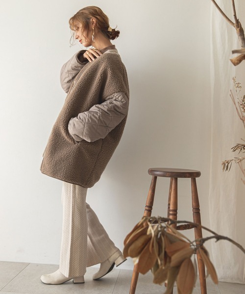 「rectangle」 ノーカラーコート FREE アイボリー レディース_画像6