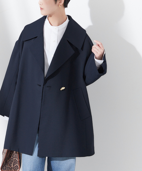 JOURNAL STANDARD L'ESSAGEオーバーコート ネイビー 36 journal standard L'essage（ジャーナルスタンダード レサージュ