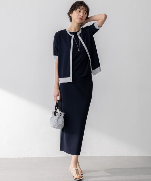 【WEB＆一部店舗限定/洗える】レーヨンポリエステルストレッチ 半袖 カーディガン 23区｜【WEB&一部店舗限定/洗える】レーヨンポリエステル