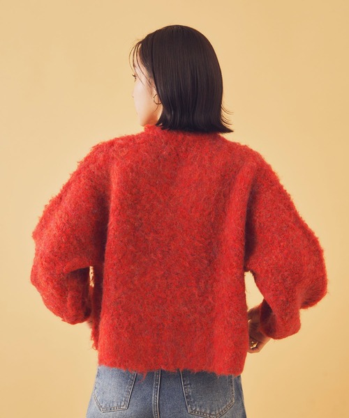 「Shelly island」 ニットカーディガン FREE レッド レディース_画像3