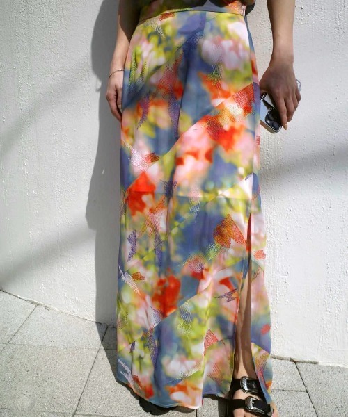 Ameri（アメリ） ロング スカート BLUR SCENERY SPIRAL SKIRT