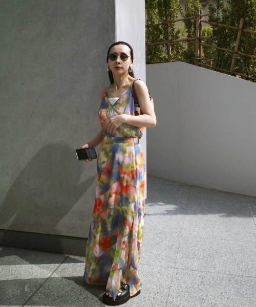 Ameri（アメリ） ロング スカート BLUR SCENERY SPIRAL SKIRT