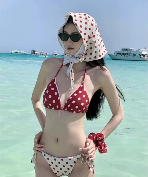 gossip!ロサンゼルス 水着 レトロポップ 配色水玉ビキニウェアセット