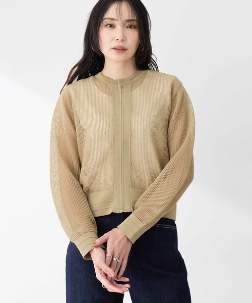 ジェナ 【洗濯機洗い◎】メッシュニットブルゾン 洗濯機洗い◎】メッシュニットブルゾン | Jena espace