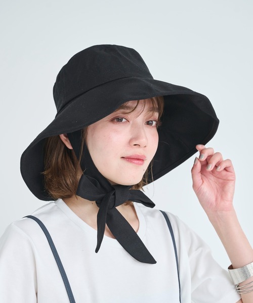 帽子 ハット uvカット 紫外線カット レディース 「麻混」リボン付き