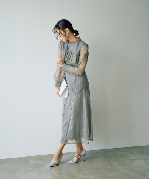 haremode ドレス シアーレースコンビネーション パーティー