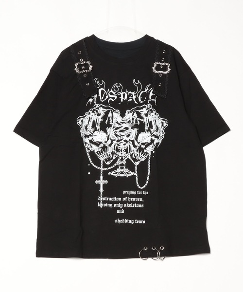 専用メンズ 半袖 Tシャツ ブラック スカルプリント NOVESSEL tシャツ 半袖 「AOSPACE」スカルプリントTシャツ レディース
