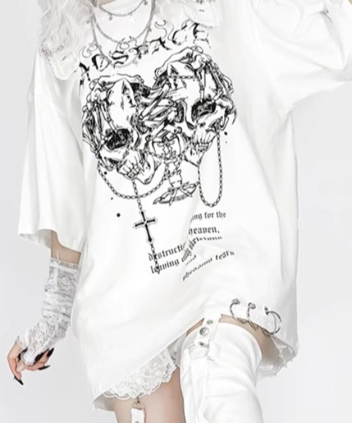 NOVESSEL tシャツ 半袖 「AOSPACE」スカルプリントTシャツ レディース