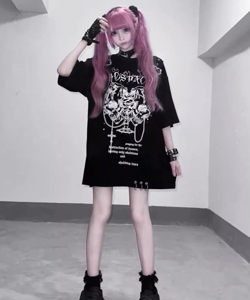 NOVESSEL tシャツ 半袖 「AOSPACE」スカルプリントTシャツ レディース