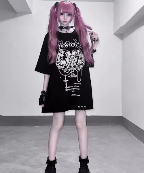 NOVESSEL tシャツ 「AOSPACE」スカルプリントTシャツ レディース