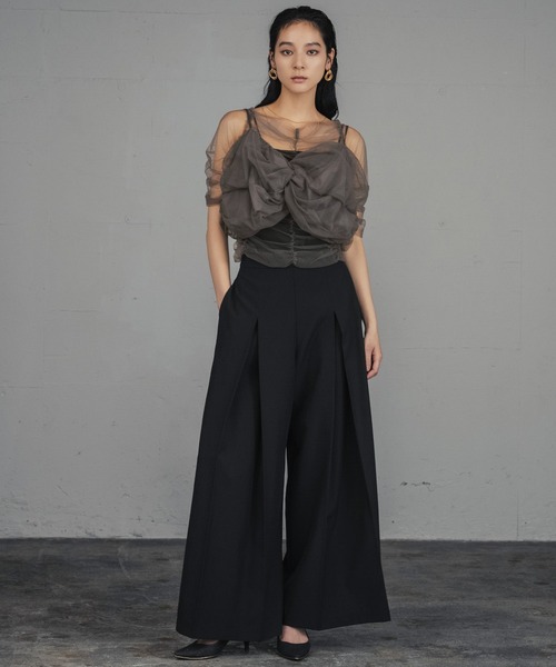 GIRL DRESS FOR NOW ブラウス シャツ リボンニュアンスビスチェ シアー