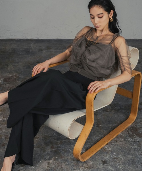 GIRL DRESS FOR NOW ブラウス シャツ リボンニュアンスビスチェ シアー