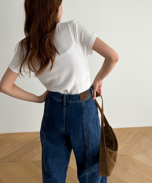 tシャツ El mar　コンパクトベロア半袖Tシャツ レディース CANAL JEAN tシャツ El mar コンパクトベロア半袖Tシャツ