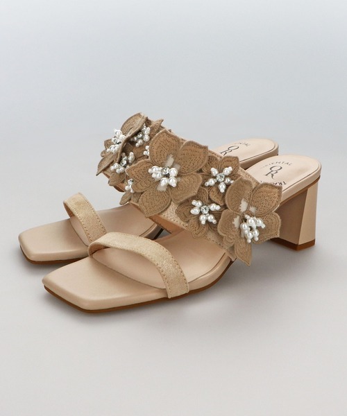 3色展開♥フラワーストラップヒールサンダル/追跡有 Bridget Birkin サンダル 「Bridget Birkin」フラワークリア