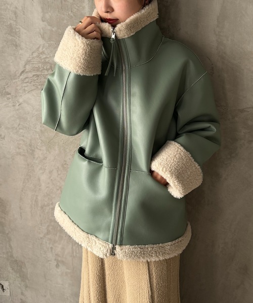 CEE_SEE 「CE'E_SE'E」 ムートンコート FREE ライトグリーン