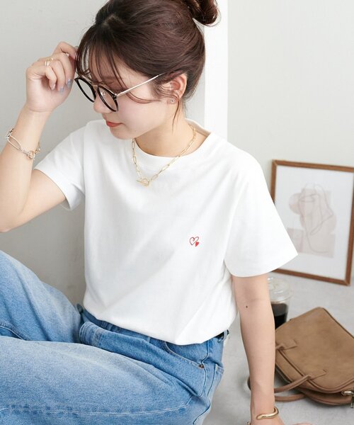 Discoat（ディスコート） tシャツ 半袖 「WEB限定」線抜きハート刺繍