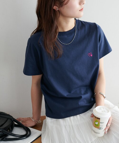Discoat（ディスコート） tシャツ 半袖 「WEB限定」線抜きハート刺繍